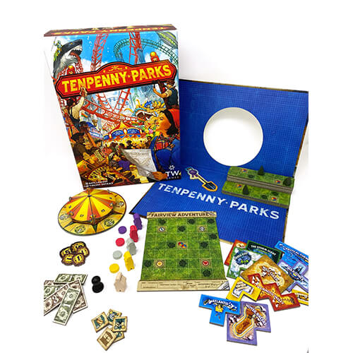 board game box and components