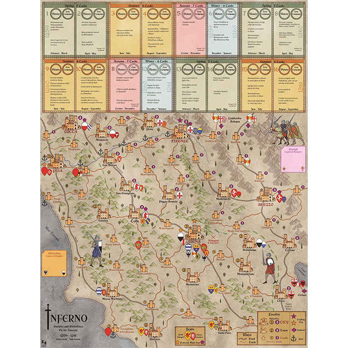 new war games Inferno: Guelphs and Ghibellines Vie for Tuscany game board